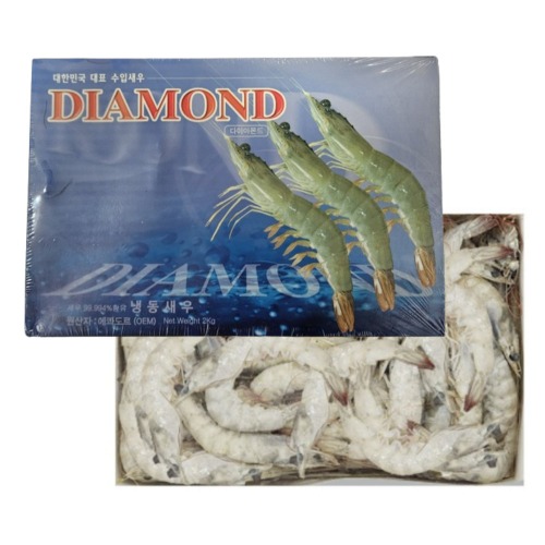 *다이아몬드 에콰도르 냉동 흰다리새우 41/50 2kg X 6개 감바스 캠핑 간장새우 페루 대하구이